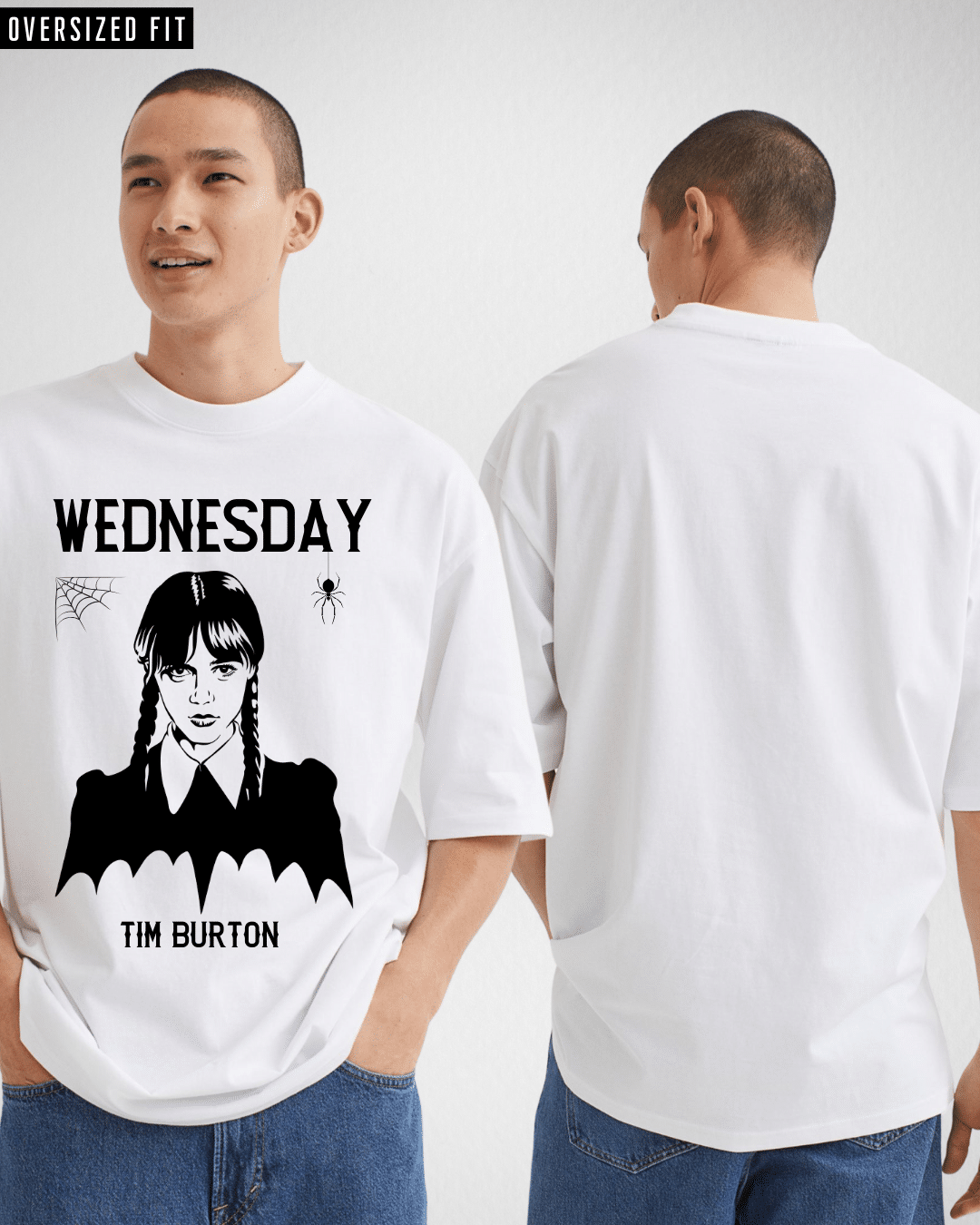 Wednesday Front Print White Oversized Tshirt