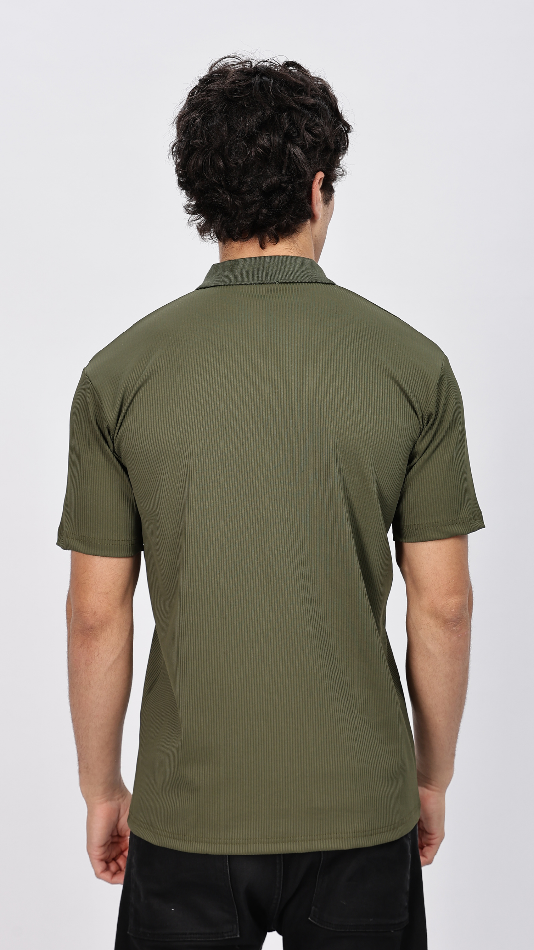 Olive Zipper Polo T-shirt