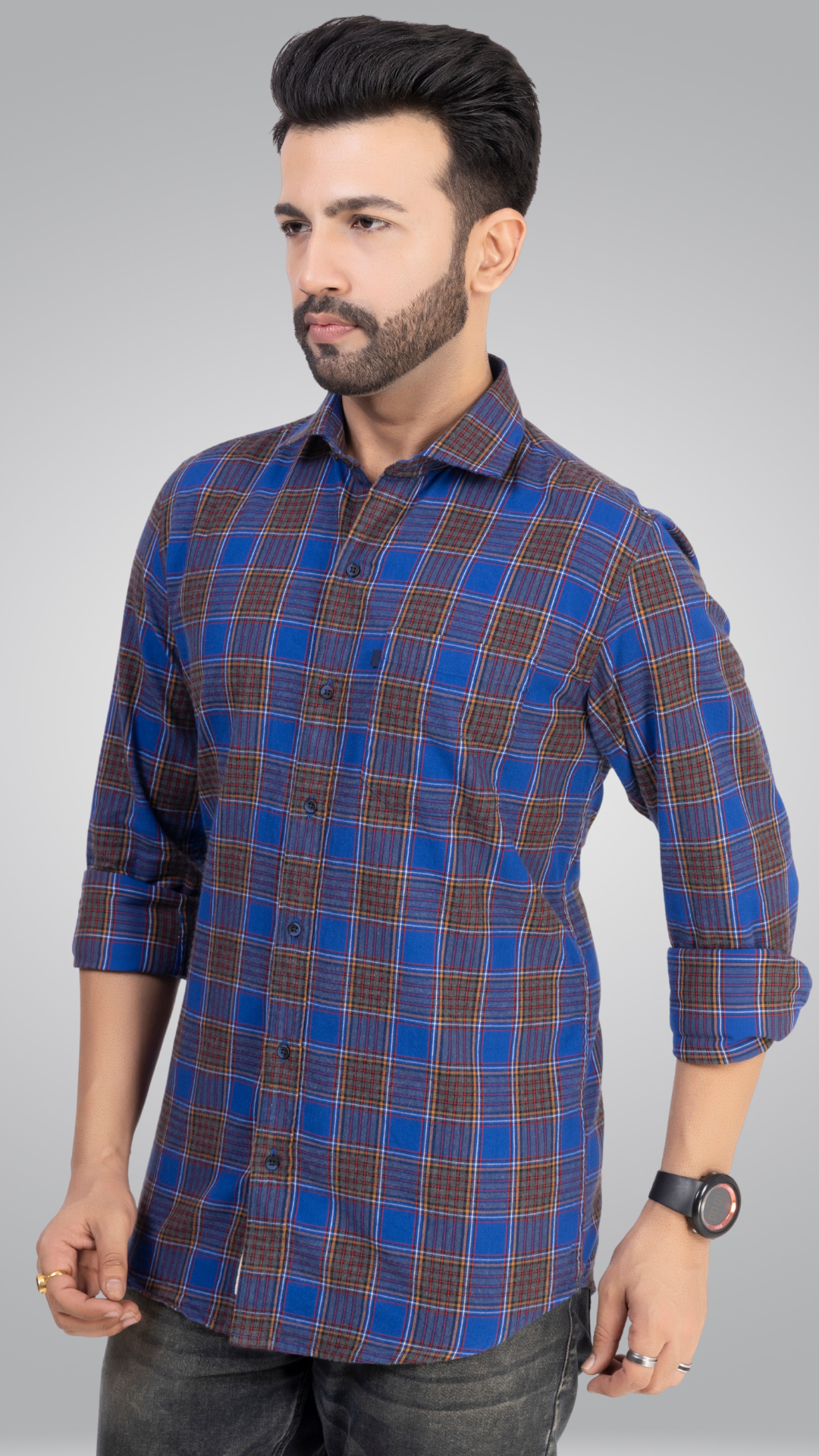 Blue and Grey Checks Shirt