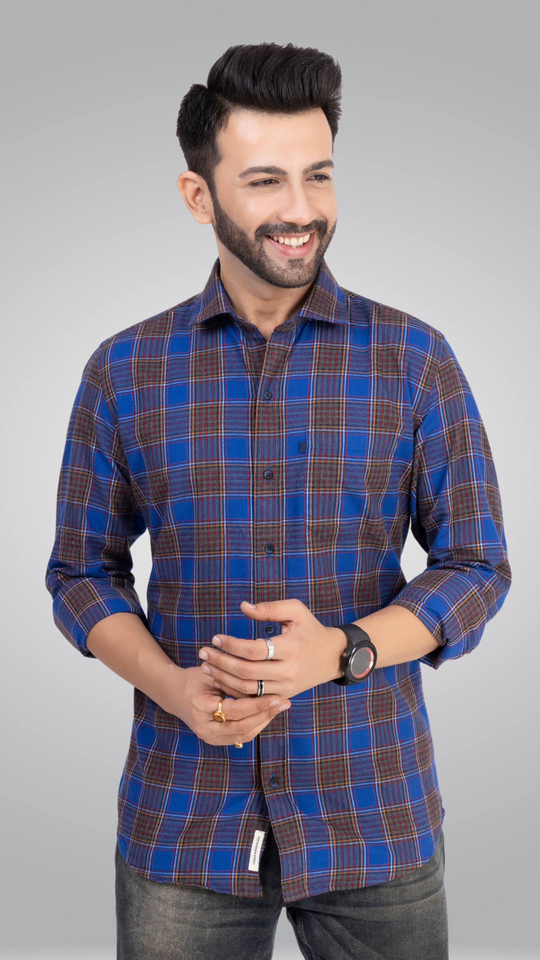 Blue and Grey Checks Shirt