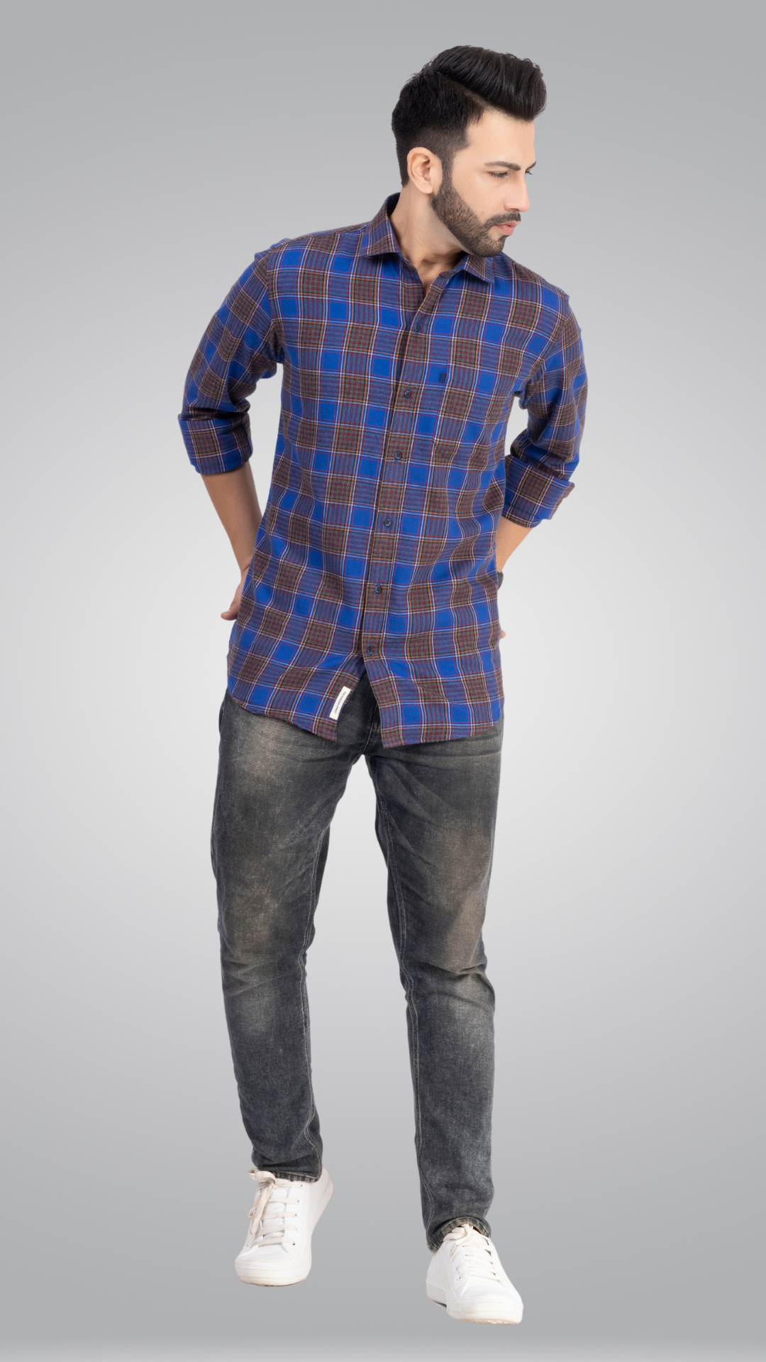 Blue and Grey Checks Shirt