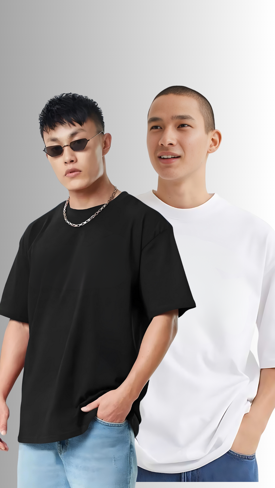 Pack Of 2 Oversized Tees Black And White