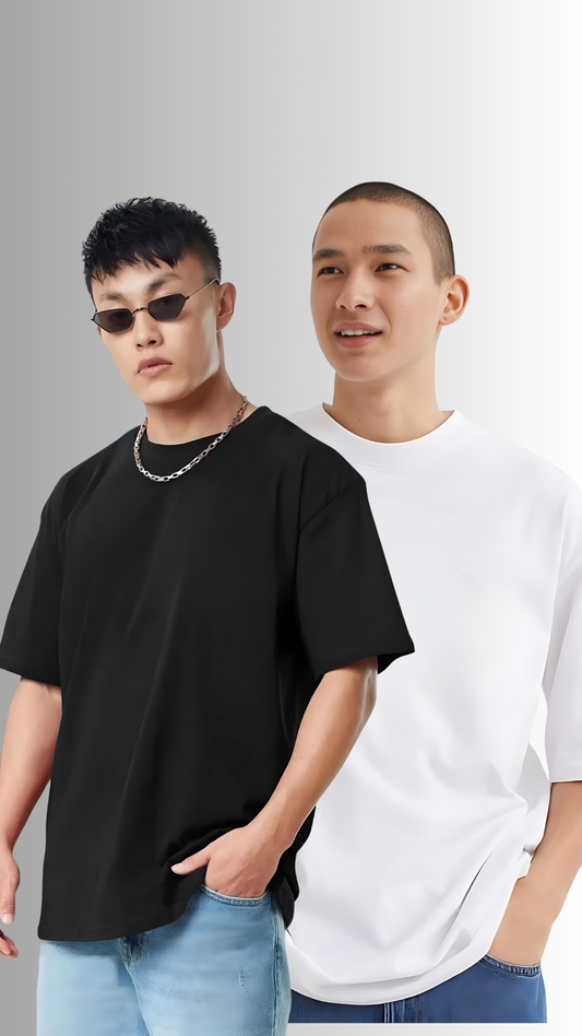 Pack Of 2 Oversized Tees Black And White