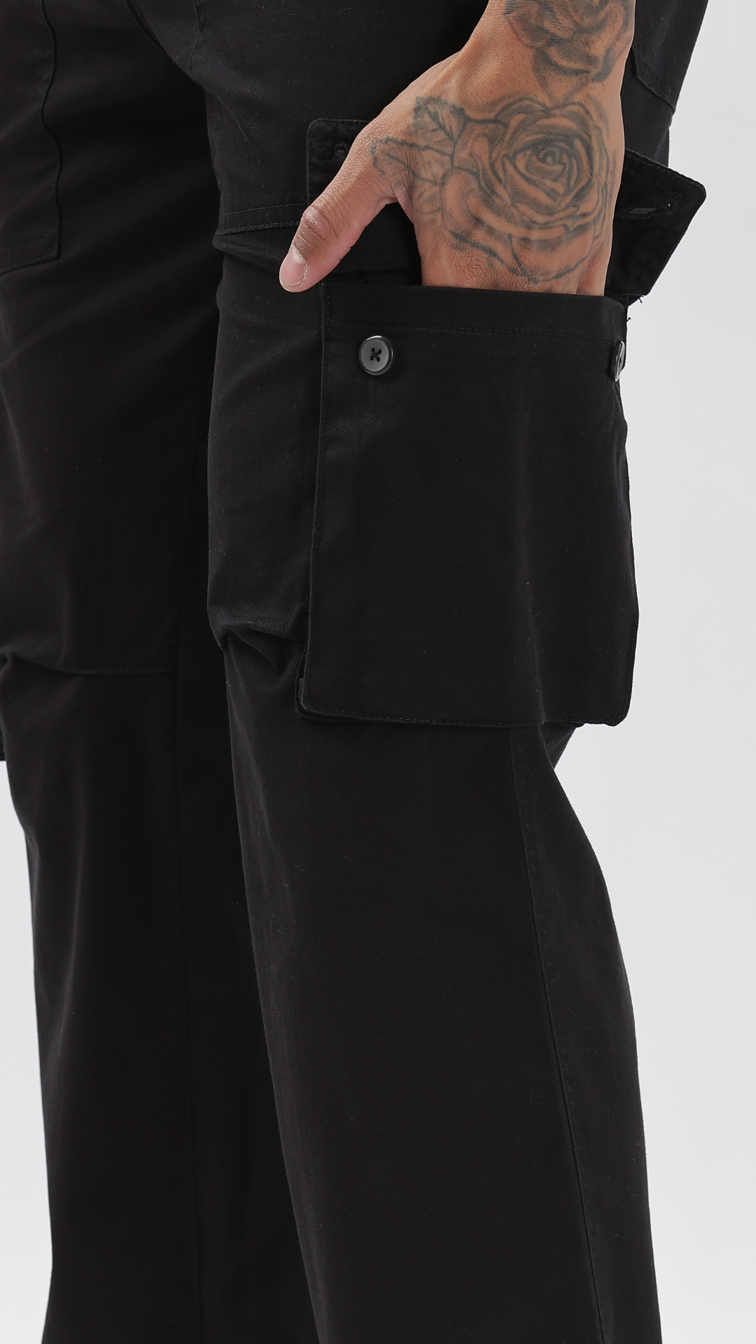 Black Straight Fit Cargo Pant