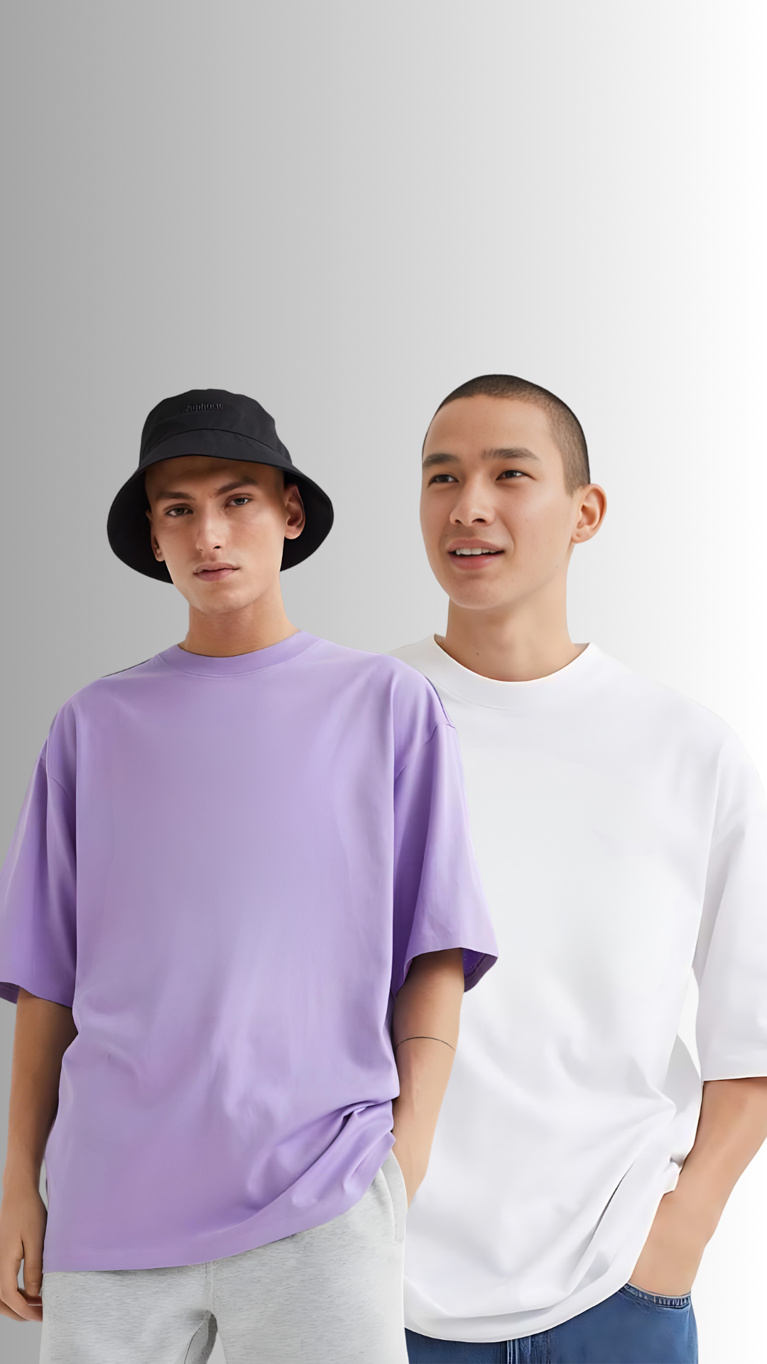 Pack Of 2 Oversized Tshirt Lavender And White