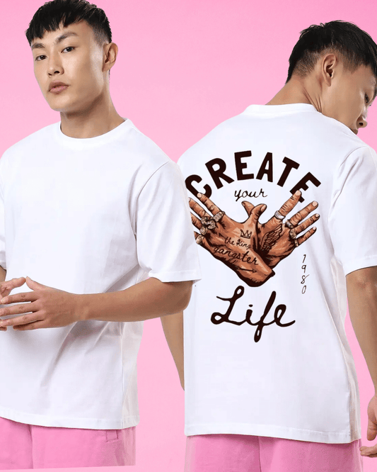 White Create Life Oversized Tshirt