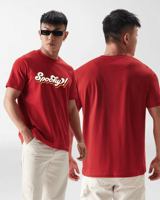 Spooky Red Round Neck Tshirt