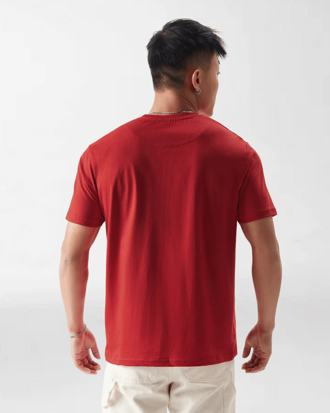 red tshirt, round neck tshirt, red round neck tshirt, regular fit tshirt