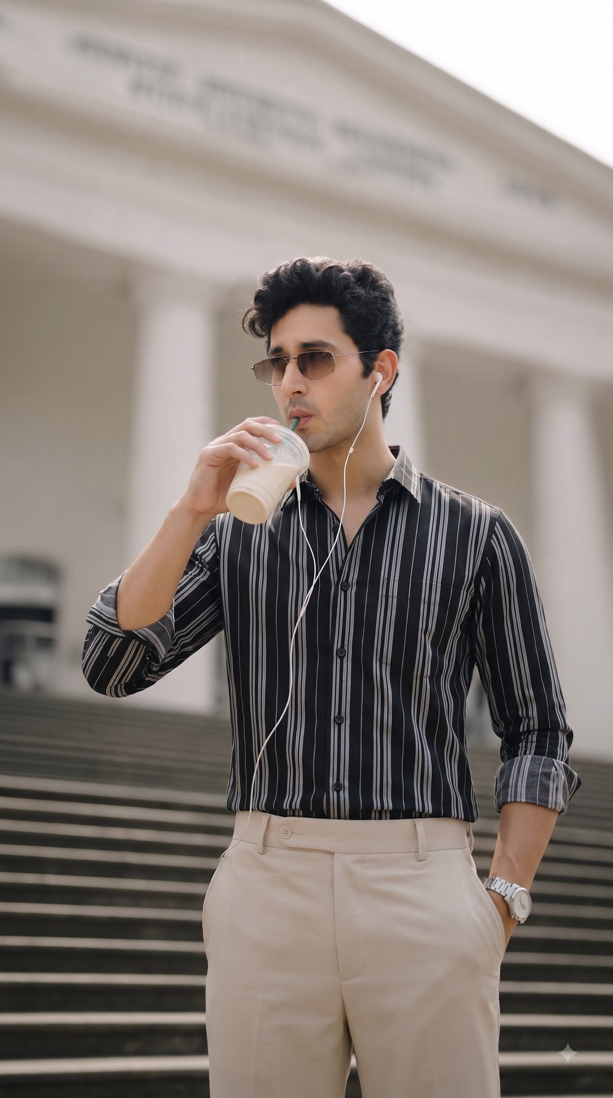 Black Striped Shirt for Men