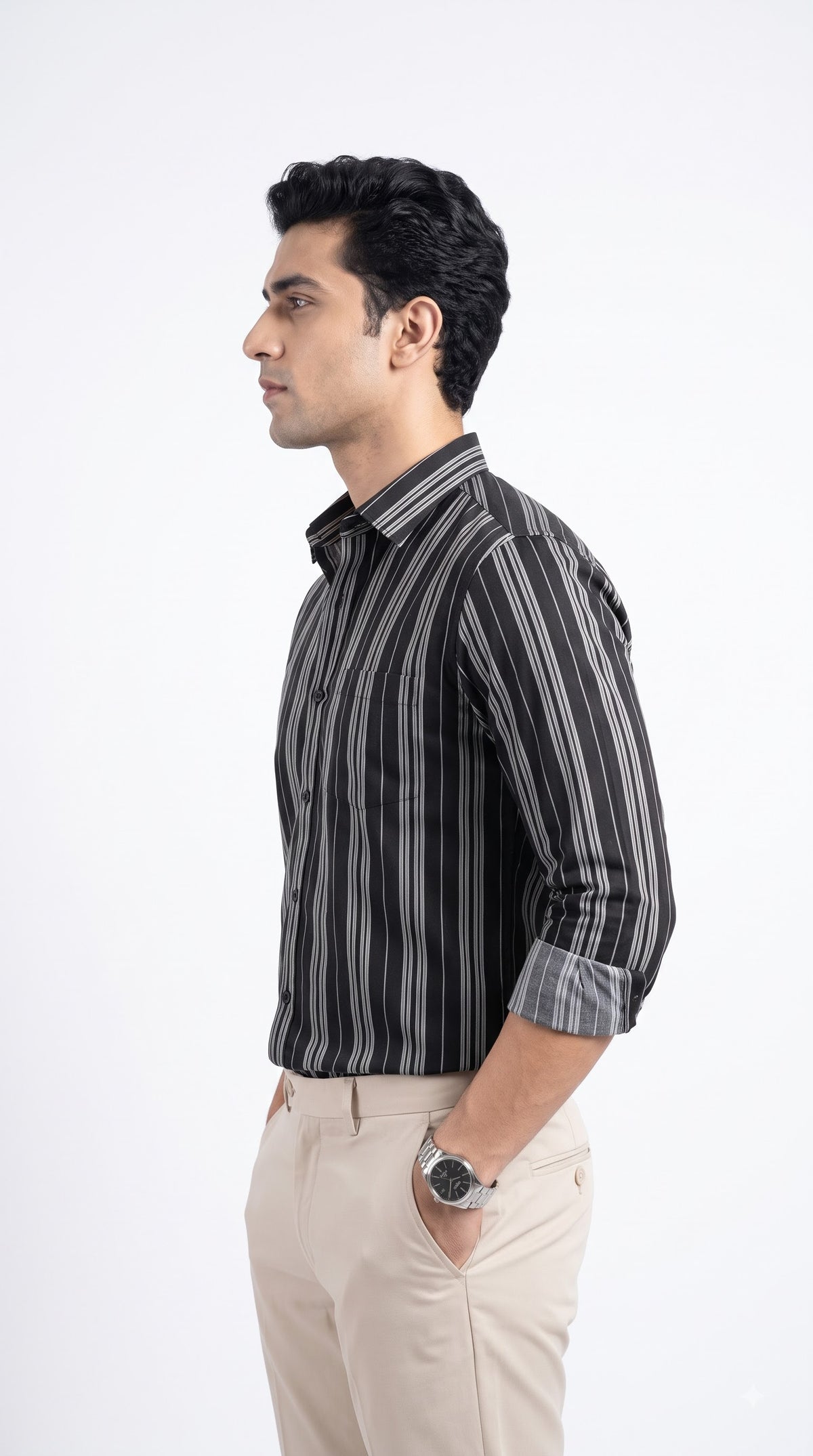 Black Striped Shirt for Men